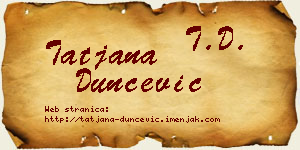 Tatjana Dunčević vizit kartica